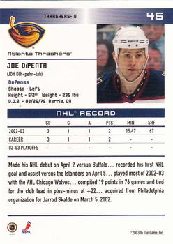 2003-04 In The Game Action #45 Joe DiPenta Back