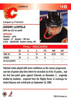 2003-04 In The Game Action #48 Jordan Leopold Back