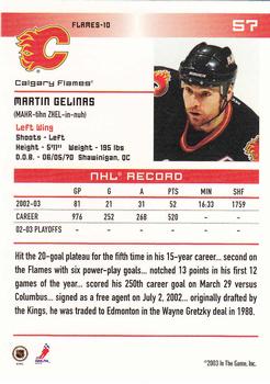 2003-04 In The Game Action #57 Martin Gelinas Back