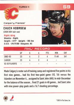 2003-04 In The Game Action #59 Chuck Kobasew Back