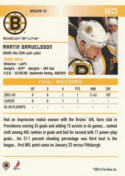 2003-04 In The Game Action #60 Martin Samuelsson Back