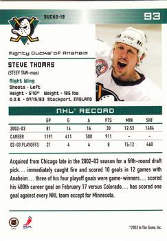 2003-04 In The Game Action #93 Steve Thomas Back