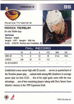 2003-04 In The Game Action #95 Yannick Tremblay Back