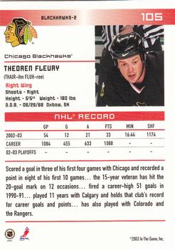2003-04 In The Game Action #105 Theoren Fleury Back