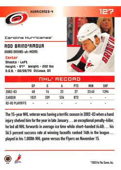 2003-04 In The Game Action #127 Rod Brind'Amour Back
