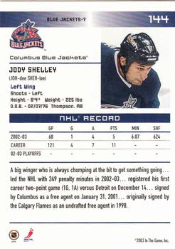 2003-04 In The Game Action #144 Jody Shelley Back