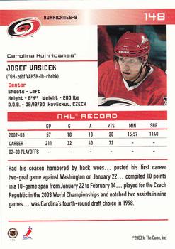 2003-04 In The Game Action #148 Josef Vasicek Back