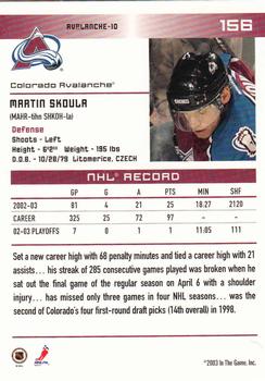 2003-04 In The Game Action #156 Martin Skoula Back