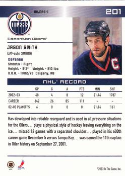 2003-04 In The Game Action #201 Jason Smith Back