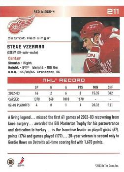 2003-04 In The Game Action #211 Steve Yzerman Back