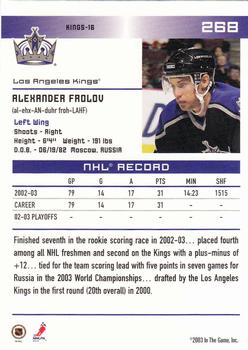 2003-04 In The Game Action #268 Alexander Frolov Back