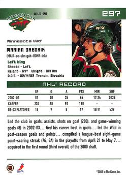2003-04 In The Game Action #297 Marian Gaborik Back