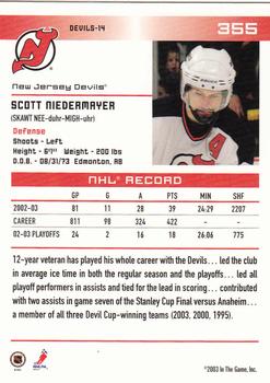 2003-04 In The Game Action #355 Scott Niedermayer Back