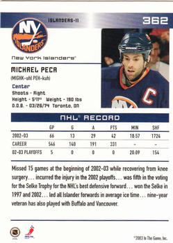 2003-04 In The Game Action #362 Michael Peca Back