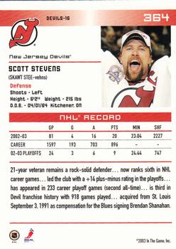 2003-04 In The Game Action #364 Scott Stevens Back