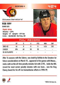 2003-04 In The Game Action #424 Rob Ray Back