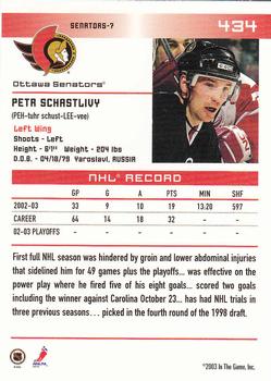 2003-04 In The Game Action #434 Petr Schastlivy Back
