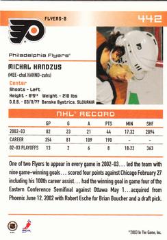 2003-04 In The Game Action #442 Michal Handzus Back