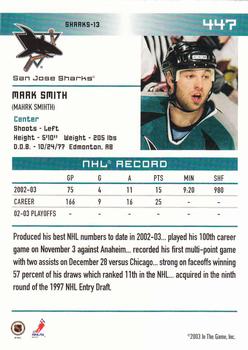 2003-04 In The Game Action #447 Mark Smith Back