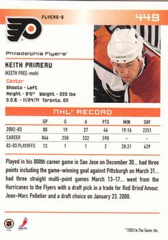 2003-04 In The Game Action #449 Keith Primeau Back