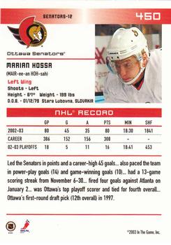 2003-04 In The Game Action #450 Marian Hossa Back