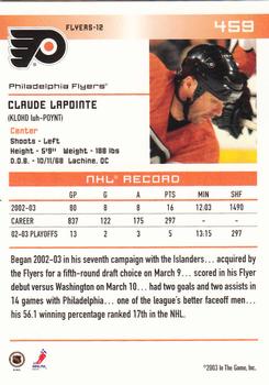 2003-04 In The Game Action #459 Claude Lapointe Back