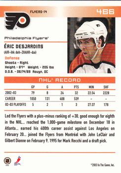 2003-04 In The Game Action #466 Eric Desjardins Back