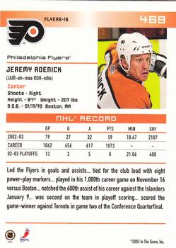 2003-04 In The Game Action #469 Jeremy Roenick Back