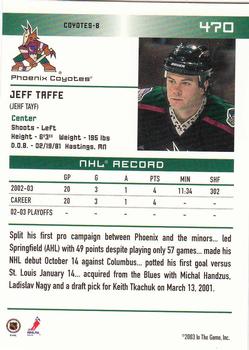 2003-04 In The Game Action #470 Jeff Taffe Back