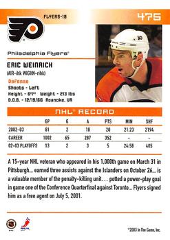 2003-04 In The Game Action #475 Eric Weinrich Back