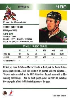 2003-04 In The Game Action #488 Chris Gratton Back