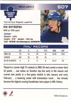 2003-04 In The Game Action #507 Nik Antropov Back