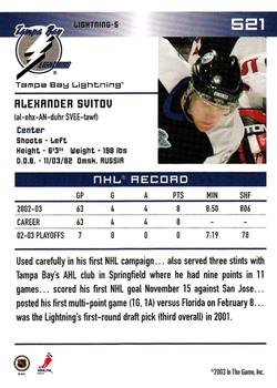 2003-04 In The Game Action #521 Alexander Svitov Back