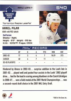 2003-04 In The Game Action #540 Karel Pilar Back