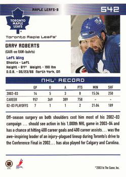 2003-04 In The Game Action #542 Gary Roberts Back