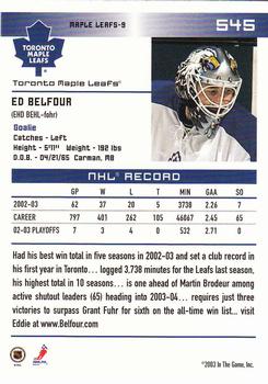 2003-04 In The Game Action #545 Ed Belfour Back