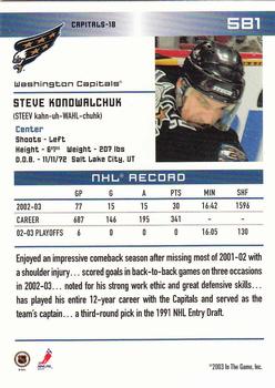 2003-04 In The Game Action #581 Steve Konowalchuk Back