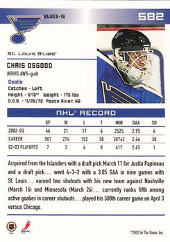 2003-04 In The Game Action #582 Chris Osgood Back