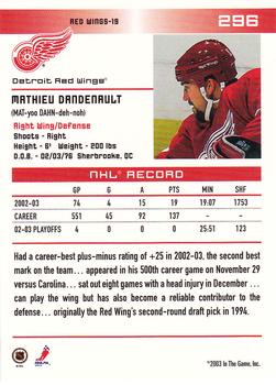 2003-04 In The Game Action #296 Mathieu Dandenault Back