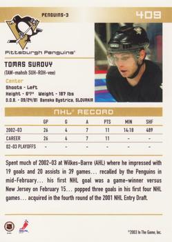 2003-04 In The Game Action #409 Tomas Surovy Back