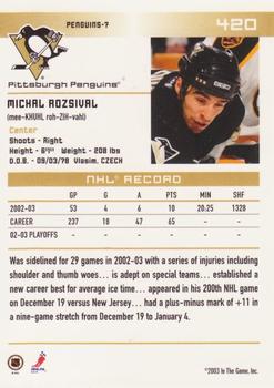 2003-04 In The Game Action #420 Michal Rozsival Back