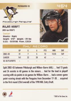 2003-04 In The Game Action #454 Milan Kraft Back