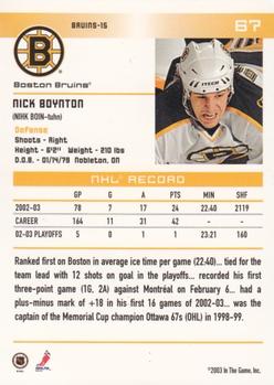 2003-04 In The Game Action #67 Nick Boynton Back