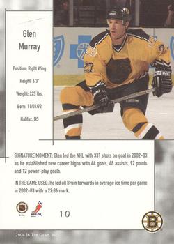 2003-04 In The Game Used Signature Series #10 Glen Murray Back