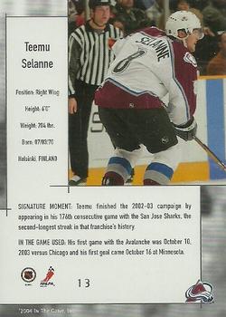 2003-04 In The Game Used Signature Series #13 Teemu Selanne Back