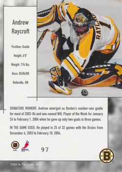 2003-04 In The Game Used Signature Series #97 Andrew Raycroft Back