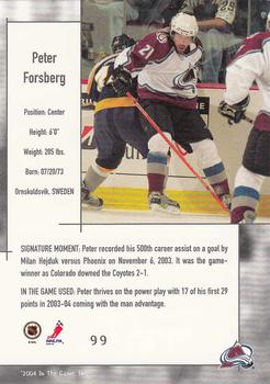 2003-04 In The Game Used Signature Series #99 Peter Forsberg Back