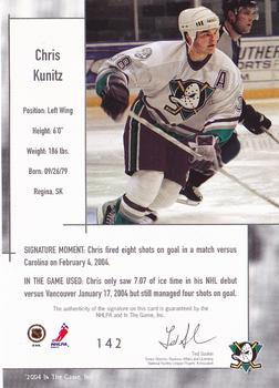 2003-04 In The Game Used Signature Series #142 Chris Kunitz Back