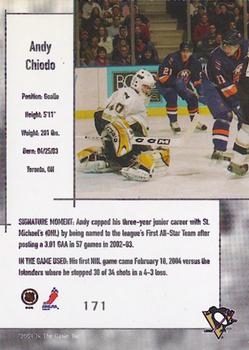 2003-04 In The Game Used Signature Series #171 Andy Chiodo Back