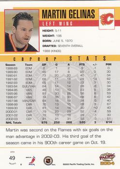 2003-04 Pacific #49 Martin Gelinas Back